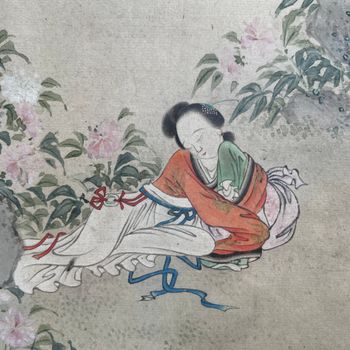Chinese Antique gouache painting. Qing Dynasty, 19th century #2352