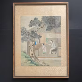 Chinese Antique gouache painting. Qing Dynasty, 19th century #2353