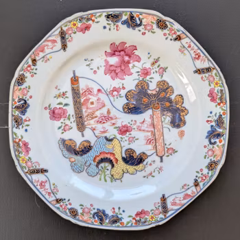 Chinese antique porcelain tobacco leaf plate, Qianlong, 18th c #2360