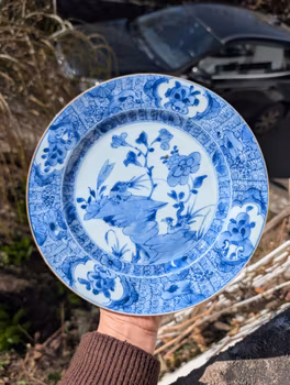 Chinese Antique blue and white porcelain plate, 18th C Yongzheng  period #2361