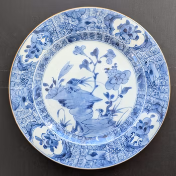 Chinese Antique blue and white porcelain plate, 18th C Yongzheng  period #2361
