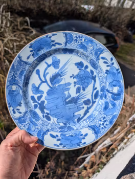 Chinese Antique blue and white porcelain plate, 18th C Yongzheng period #2362