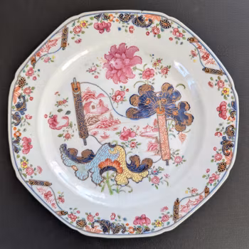 Chinese antique porcelain tobacco leaf plate, Qianlong, 18th c #2365