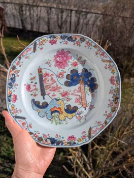 Chinese antique porcelain tobacco leaf plate, Qianlong, 18th c #2365
