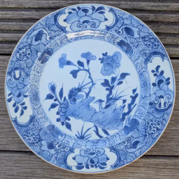 Chinese Antique blue and white porcelain plate, 18th C Yongzheng period #2366