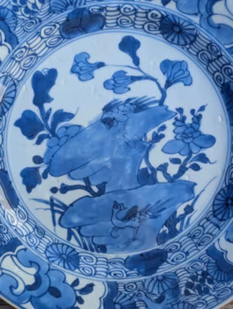 Chinese Antique blue and white porcelain plate, 18th C Yongzheng period #2367