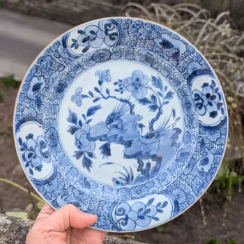 Chinese Antique blue and white porcelain plate, 18th C Yongzheng  period #2501
