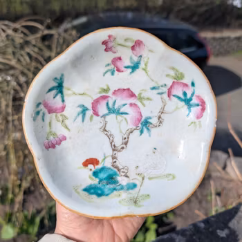 Chinese antique bowl on foot / altar bowl, Late Qing #2502