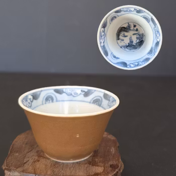 Chinese antique teacup, batavia brown, Ca Mau shipwreck, Yongzheng period #2390