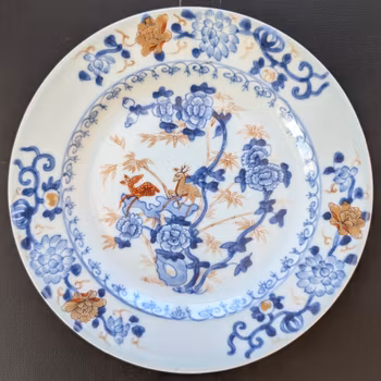 Chinese antique blue and white porcelain plate, Qianlong, 18th c #2388