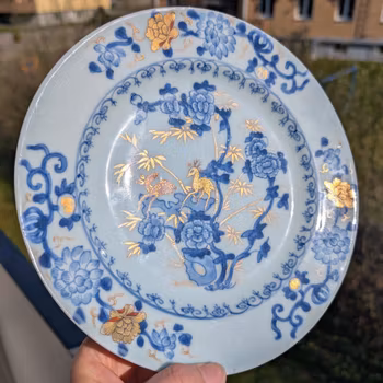 Chinese antique blue and white porcelain plate, Qianlong, 18th c #2388