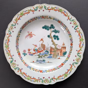 Chinese antique famille rose plate, Qianlong, 18th c #2386