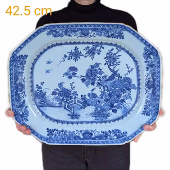 Chinese antique platter in underglazed blue and white, Qianlong period 18th c #2380