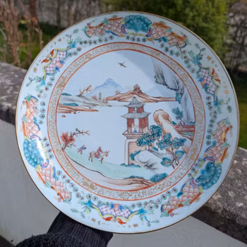 Chinese antique deep mouth plate, Yongzheng or Qianlong period , 18th c #2508