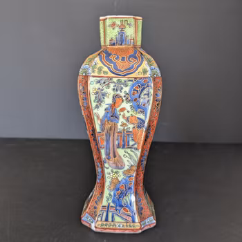 Chinese antique clobbered porcelain vase, 18th c #2512