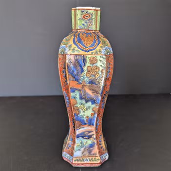 Chinese antique clobbered porcelain vase, 18th c #2512
