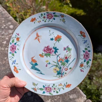 Chinese antique porcelain famille rose plate, Qianlong, 18th c #2523
