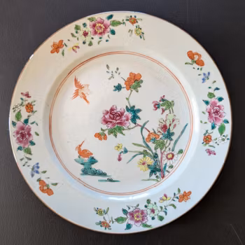Chinese antique porcelain famille rose plate, Qianlong, 18th c #2523