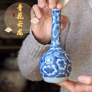 Chinese Antique bottle vase decorated with dragon, 19th century #2578