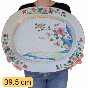 Chinese antique platter in famille rose, Qianlong period 18th c #2580