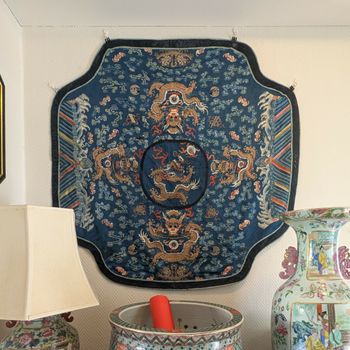 Chinese Antique silk embroidery, Jifu / Dragon robe fragment, 19th century Qing Dynasty #2565