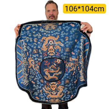 Chinese Antique silk embroidery, Jifu / Dragon robe fragment, 19th century Qing Dynasty #2565