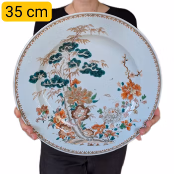 Chinese Antique Charger, Three Friends of Winter 岁寒三友 18th C Yongzheng / Qianlong period #2593