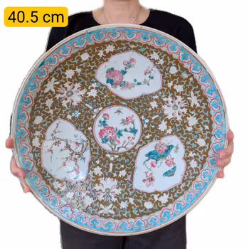 Chinese antique famille rose charger Four seasons flower, Tongzhi / Guangxu period , Late Qing #2596