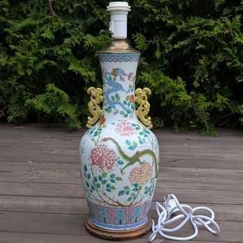 Chinese Antique Double Dragon, Double Phoenix hatstand / lampfoot, Late Qing Dynasty #2603