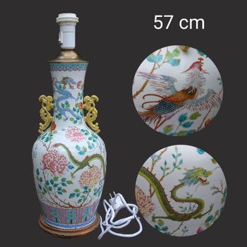 Chinese Antique Double Dragon, Double Phoenix hatstand / lampfoot, Late Qing Dynasty #2603