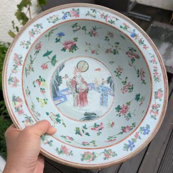Chinese Antique famille rose handwash / basin, 19th c #2669