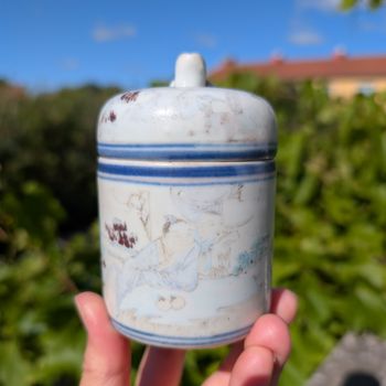 Chinese Antique Qianjiang cai warmer pot with lid, Late Qing / republic #2681
