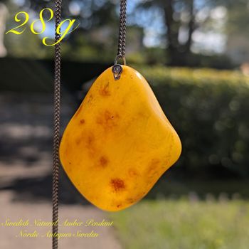 Natural Swedish Amber Pendant Baltic Amber Butterscotch Egg Yolk Huge 28g #2683