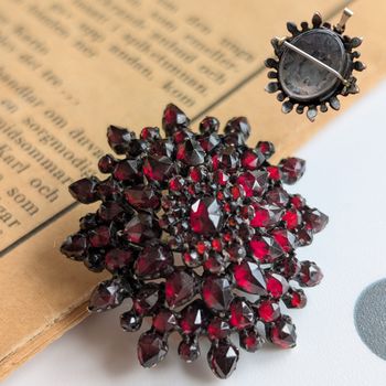 Antique Victorian Bohemian Garnet Brooch, Pendant 7.83g