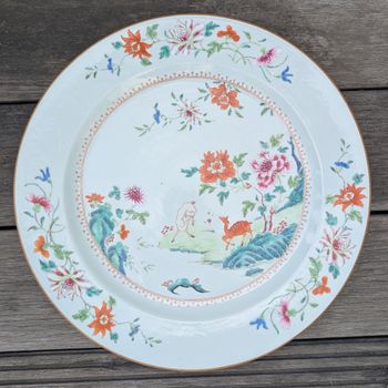 Chinese Antique Famille Rose charger, Qianlong period 18th c #2691