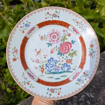 Chinese Antique Famille Rose plate 18th c #2627