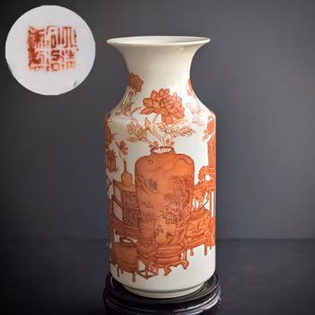 Chinese antique porcelain vase with hundreds antiques, 19th c #2706