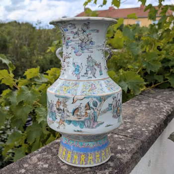 Chinese antique porcelain vase with immortals and gods, Late Qing, 19th c #2707