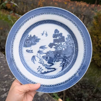 Chinese antique blue and white plate, Late 18 C #2717
