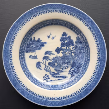 Chinese antique blue and white plate, Late 18 C #2718