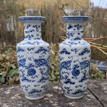 Chinese Antique porcelain vases with dragons, Late Qing #2737, 2738