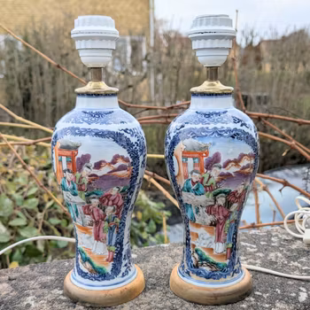 A pair of Chinese Antique vases / lampfoots, Qianlong period, 18th century #2755, 2756