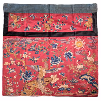 Chinese Antique silk embroidery with Pheonix, Qing Dynasty #2807