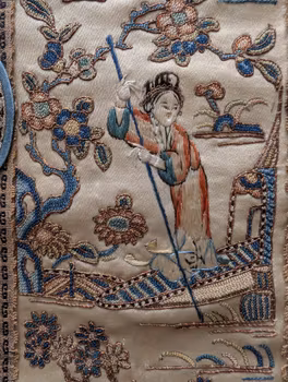 Chinese Antique silk embroidery with figures and landscape, Late Qing Dynasty #2818