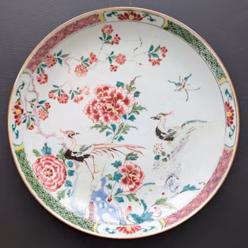 Chinese antique famille rose deep mouth plate, Yongzheng period #2822