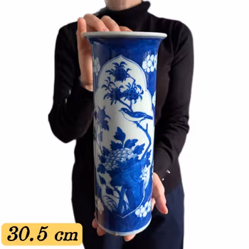 Chinese antique sleeve vase decorated with magpies, Late Qing Dynasty #2831