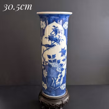 Chinese antique sleeve vase decorated with magpies, Late Qing Dynasty #2831