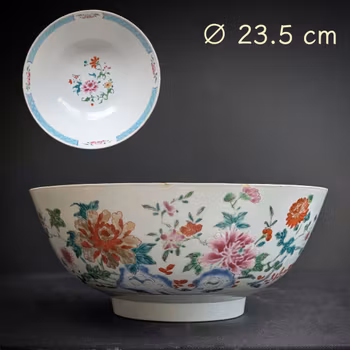 Chinese antique famille rose punch bowl, 18th century #2868