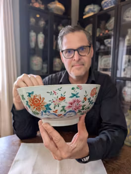 Chinese antique famille rose punch bowl, 18th century #2868