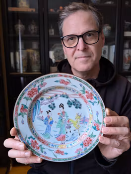 Chinese Antique Famille Rose Plate, 18th C Yongzheng period 麻姑献寿 #2875